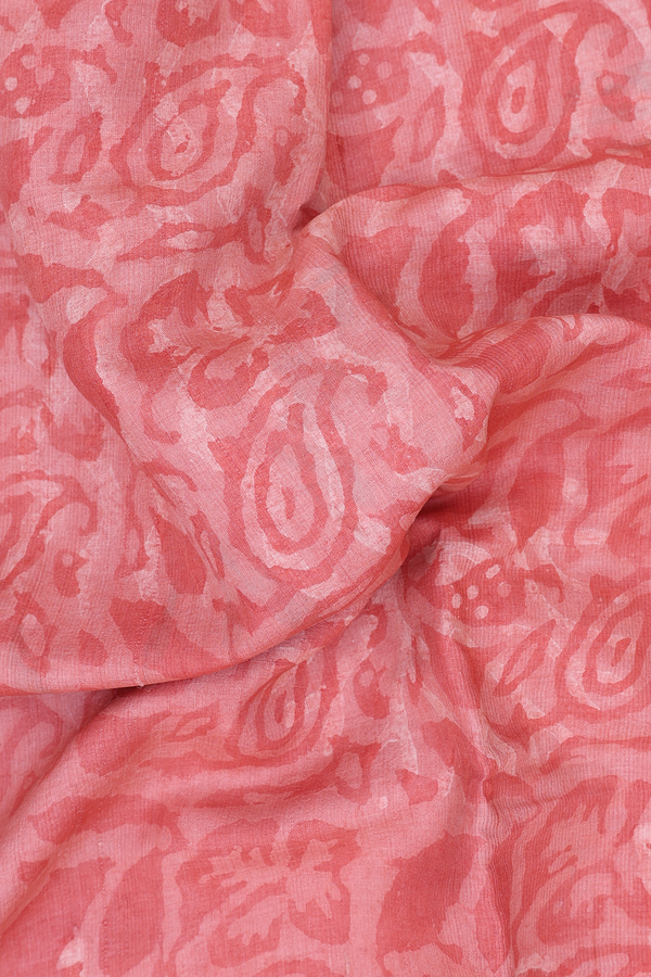 Tussar Silk Saree In Peach With Paisley Design