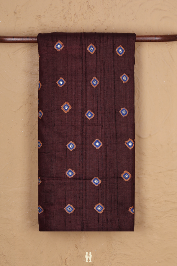 Tussar Silk Saree In Brown With Diamond Buttas