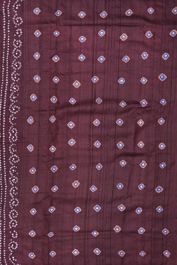 Tussar Silk Saree In Brown With Diamond Buttas