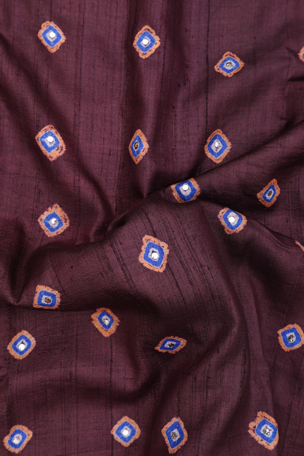 Tussar Silk Saree In Brown With Diamond Buttas