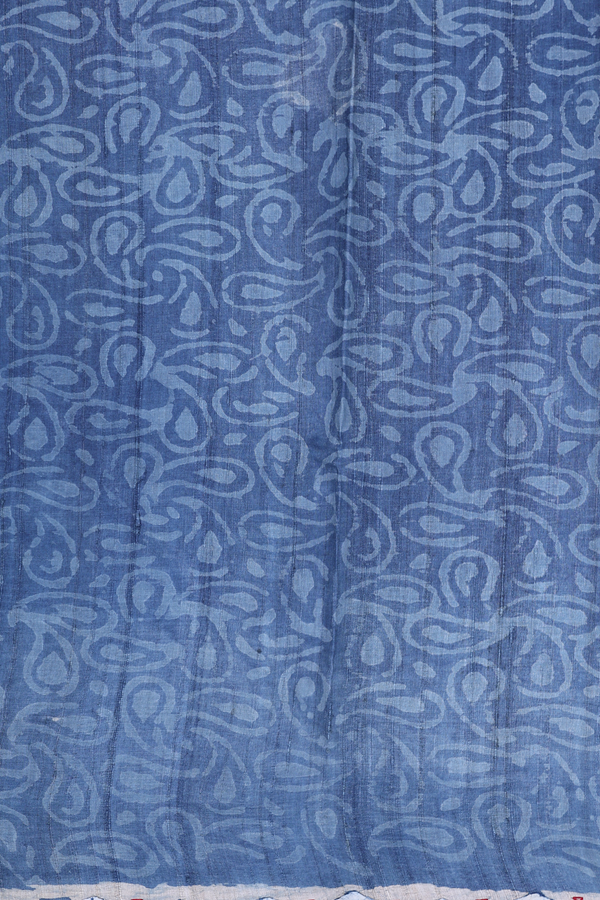 Tussar Silk Saree In Blue With Printed Design