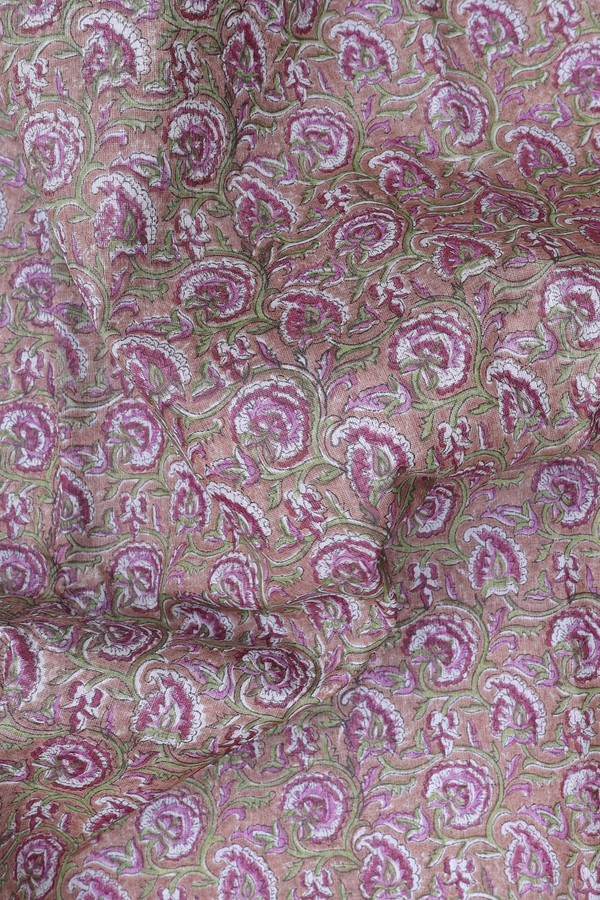Tussar Silk Saree In Brown With Floral Design