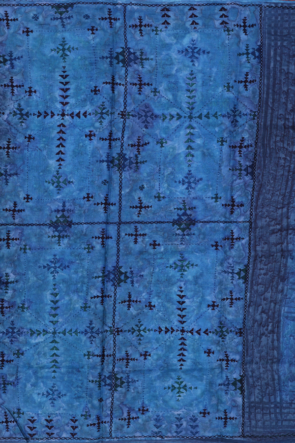 Tussar Silk Saree In Blue With Allover Design
