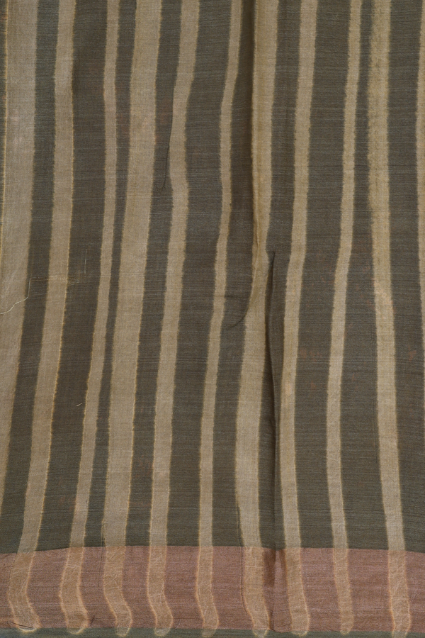 Tussar Silk Saree In Golden Brown With Leaf Design