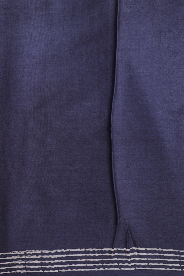 Tussar Silk Saree In Charcoal Grey With Printed Buttis