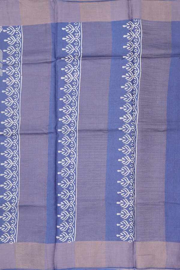Tussar Silk Saree In Blue With Allover Design