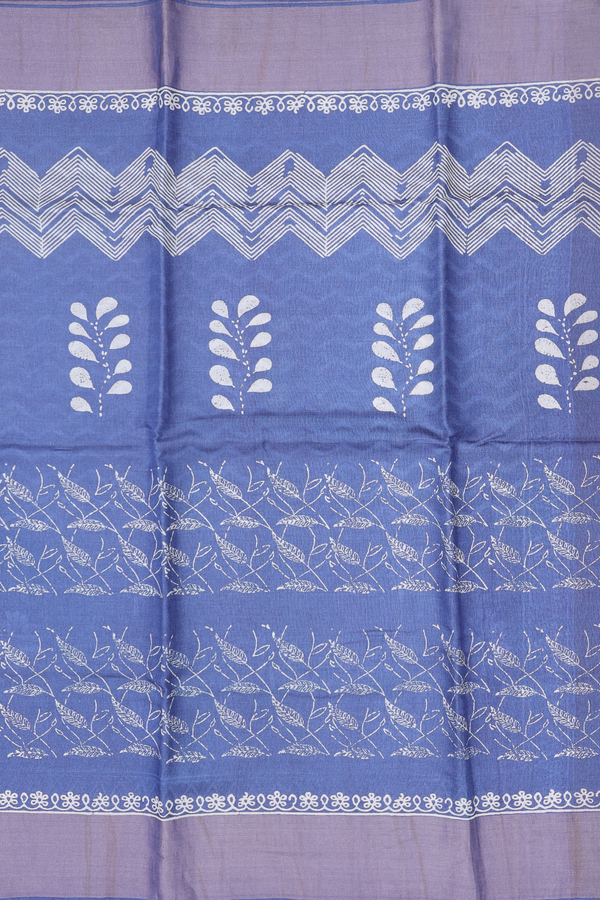 Tussar Silk Saree In Blue With Allover Design