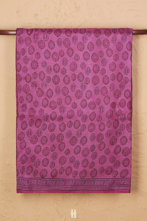 Tussar Silk Saree In Dusty Plum With Printed Design
