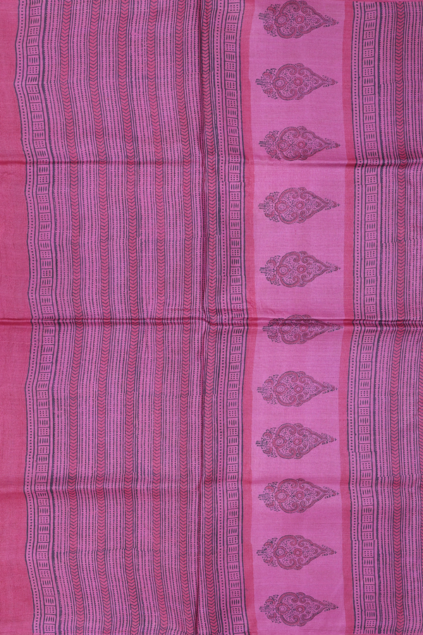 Tussar Silk Saree In Dusty Plum With Printed Design