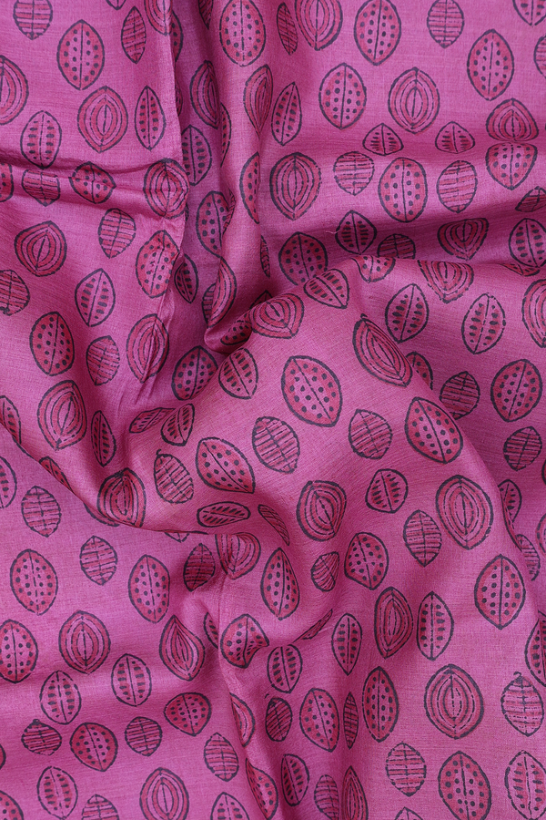 Tussar Silk Saree In Dusty Plum With Printed Design