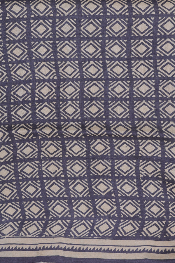 Tussar Silk Saree In Beige With Triangle Design