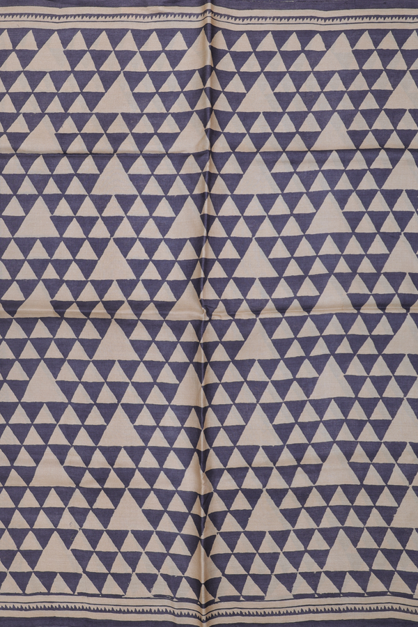 Tussar Silk Saree In Beige With Triangle Design