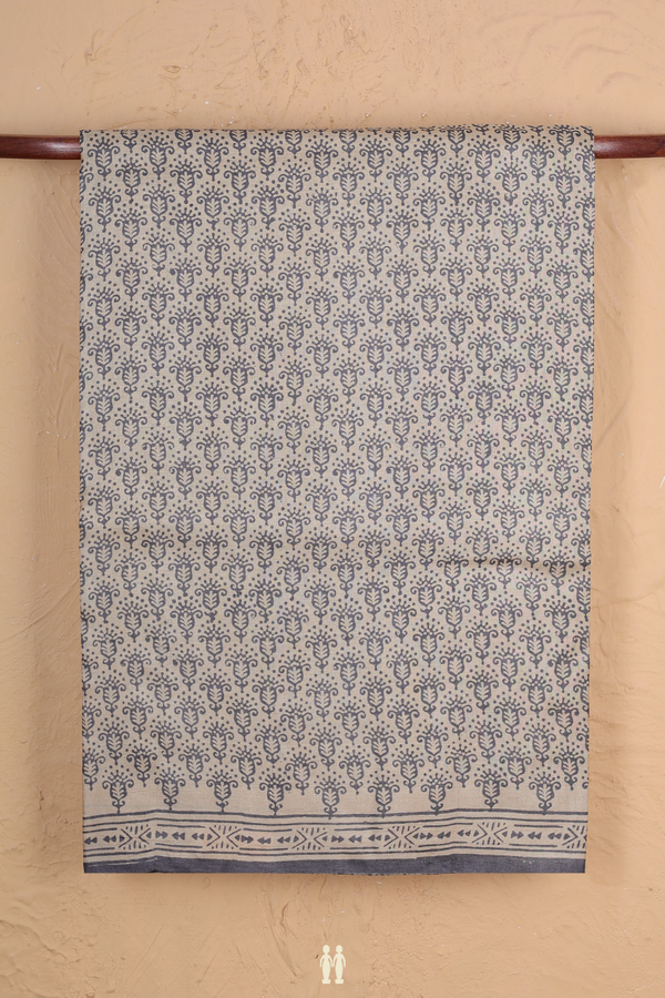 Tussar Silk Saree In Beige With Allover Design
