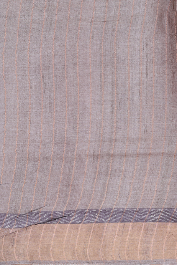 Tussar Silk Saree In Copper Brown With Printed Buttas