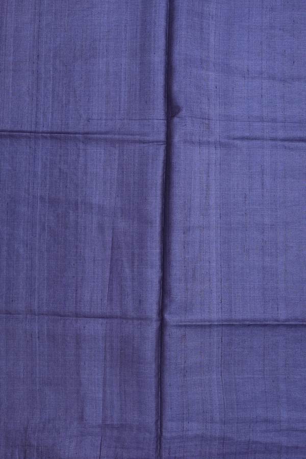Tussar Silk Saree In Greyish Blue With Contrast Border