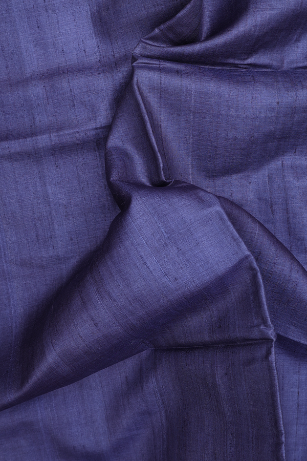 Tussar Silk Saree In Greyish Blue With Contrast Border