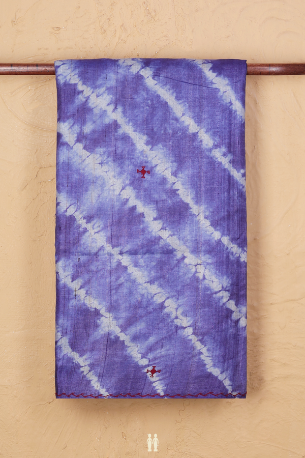 Tussar Silk Saree In Blue With Shibori Design