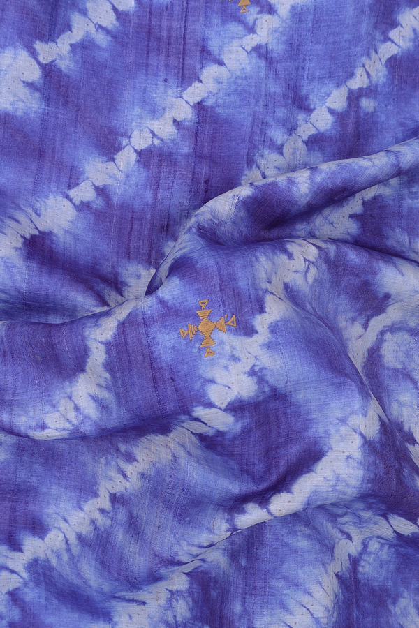 Tussar Silk Saree In Blue With Shibori Design