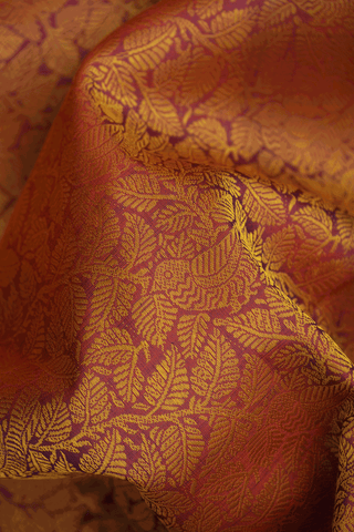 Jacquard Pattern Brick Brown Kanchipuram Silk Saree
