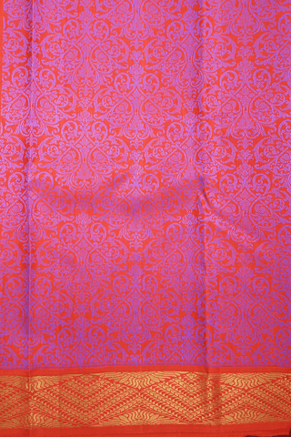Jacquard Pattern Bright Orange Kanchipuram Silk Saree