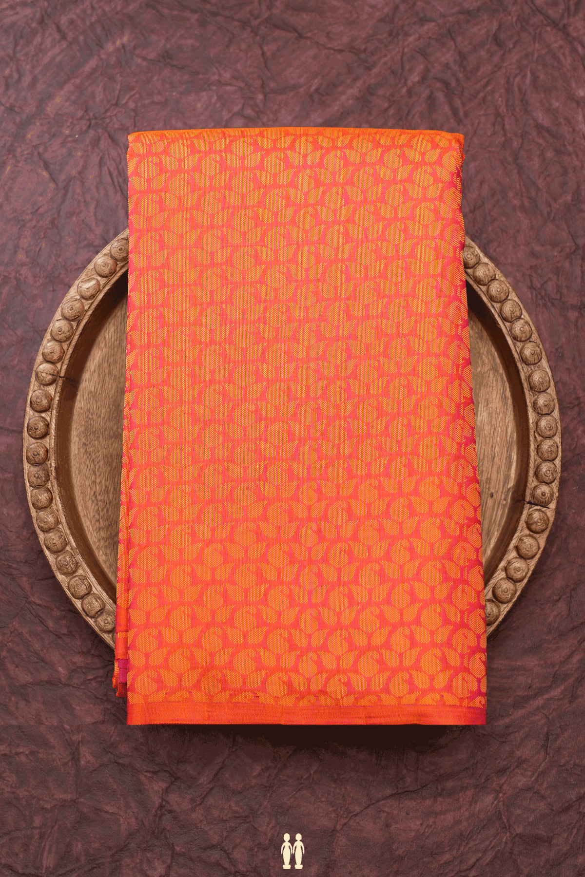 Jacquard Pattern Coral Orange Kanchipuram Silk Saree