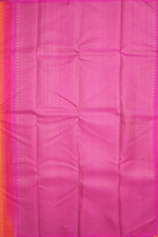 Jacquard Pattern Coral Orange Kanchipuram Silk Saree