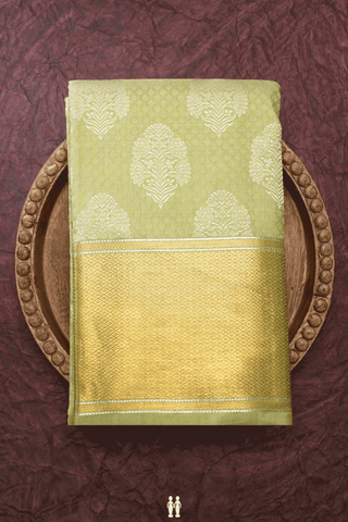 Jacquard Pattern Dusty Green Kanchipuram Silk Saree