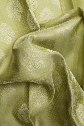 Jacquard Pattern Dusty Green Kanchipuram Silk Saree