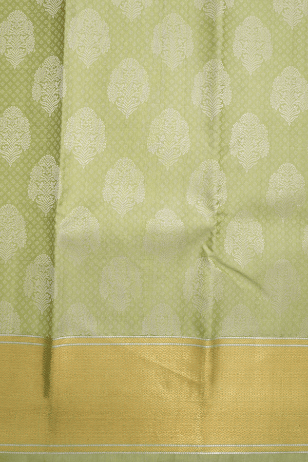 Jacquard Pattern Dusty Green Kanchipuram Silk Saree