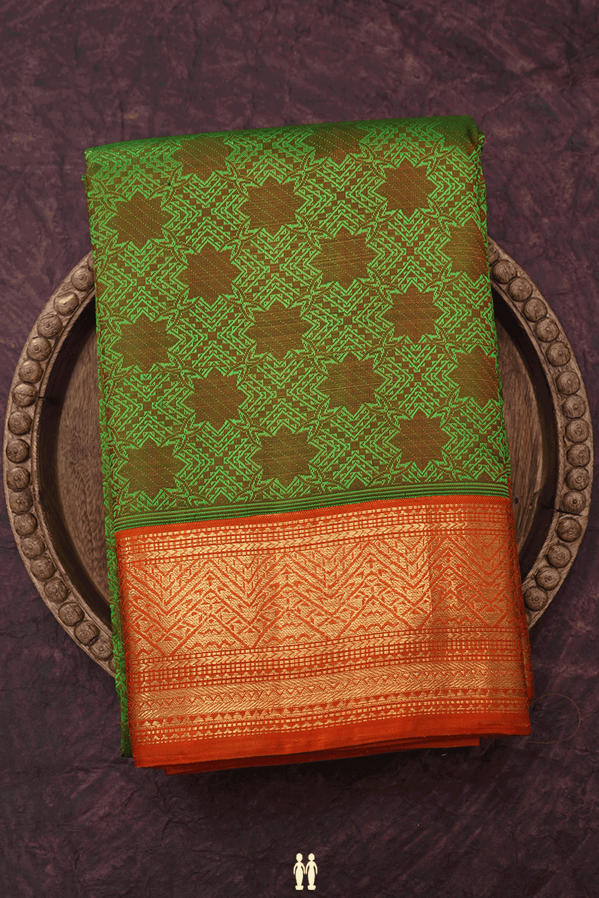 Jacquard Pattern Green And Brown Kanchipuram Silk Saree