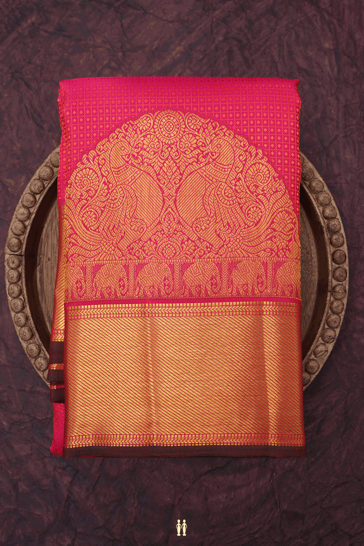 Jacquard Pattern Hot Pink Kanchipuram Silk Saree