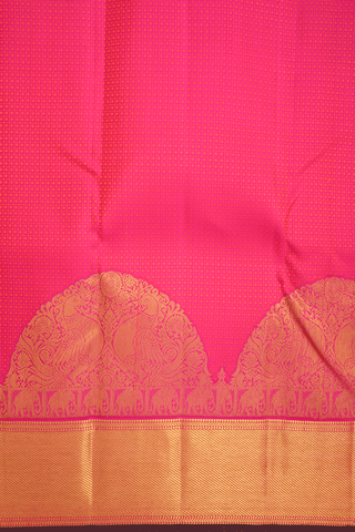 Jacquard Pattern Hot Pink Kanchipuram Silk Saree