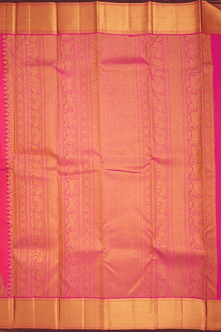 Jacquard Pattern Hot Pink Kanchipuram Silk Saree