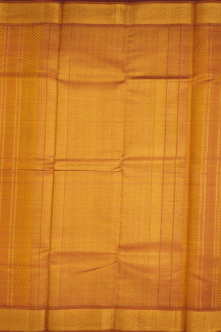 Jacquard Pattern Ochre Orange Kanchipuram Silk Saree
