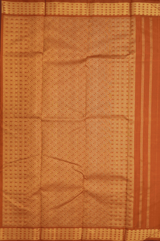 Jacquard Pattern Ochre Orange Kanchipuram Silk Saree