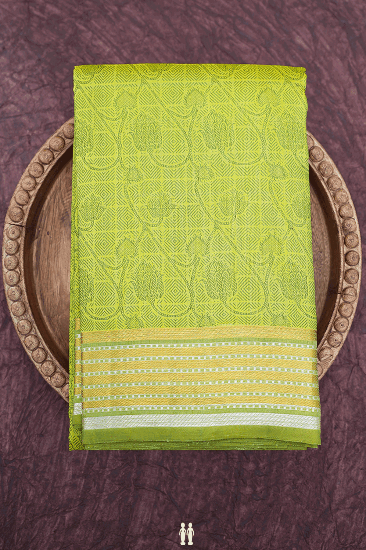 Jacquard Pattern Pear Green Kanchipuram Silk Saree