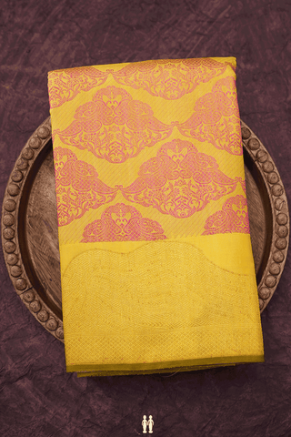 Jacquard Pattern Royal Yellow Kanchipuram Silk Saree