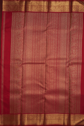 Jacquard Pattern Ruby Red Kanchipuram Silk Saree