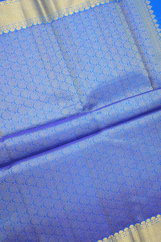 Jacquard Pattern Sea Blue Kanchipuram Silk Saree