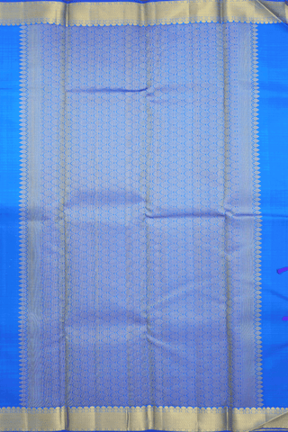 Jacquard Pattern Sea Blue Kanchipuram Silk Saree
