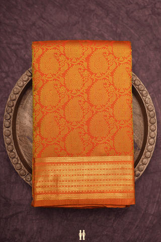 Jacquard Pattern Spiced Orange Kanchipuram Silk Saree