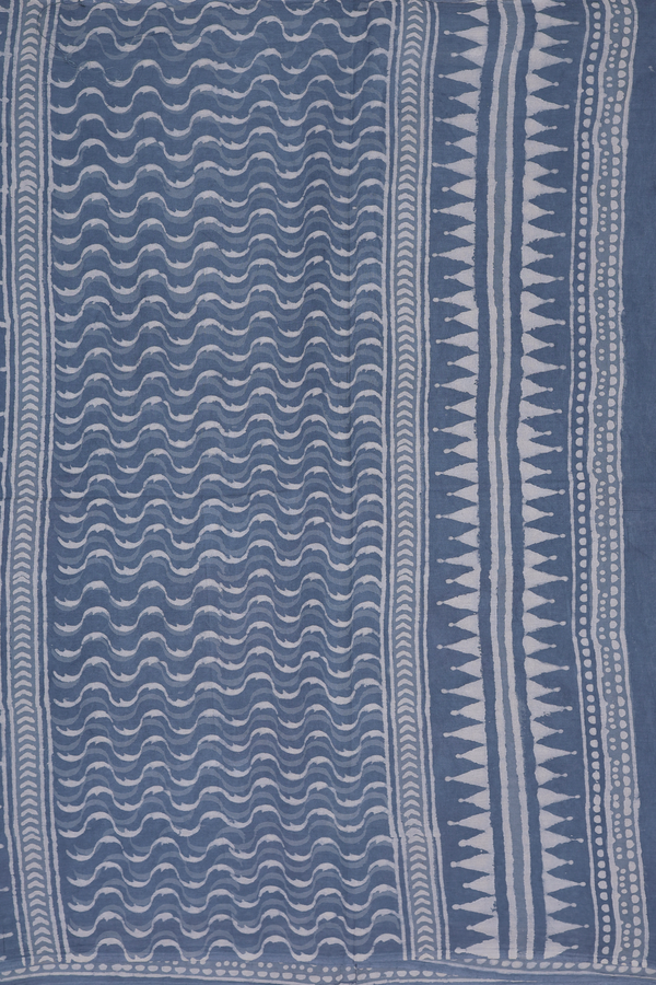Jaipur Cotton Saree In Aegean Blue With Printed Design