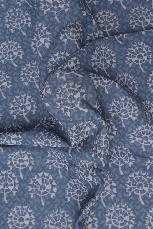 Jaipur Cotton Saree In Aegean Blue With Printed Design