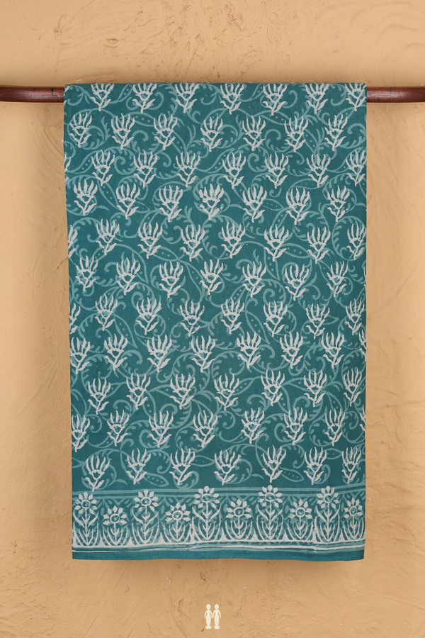 Jaipur Cotton Saree In Beach Blue With Printed Design