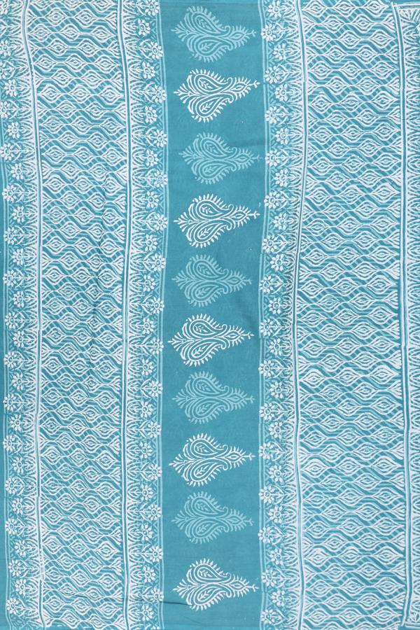 Jaipur Cotton Saree In Beach Blue With Printed Design