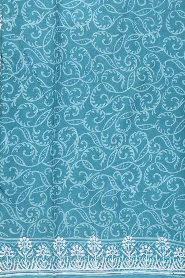 Jaipur Cotton Saree In Beach Blue With Printed Design