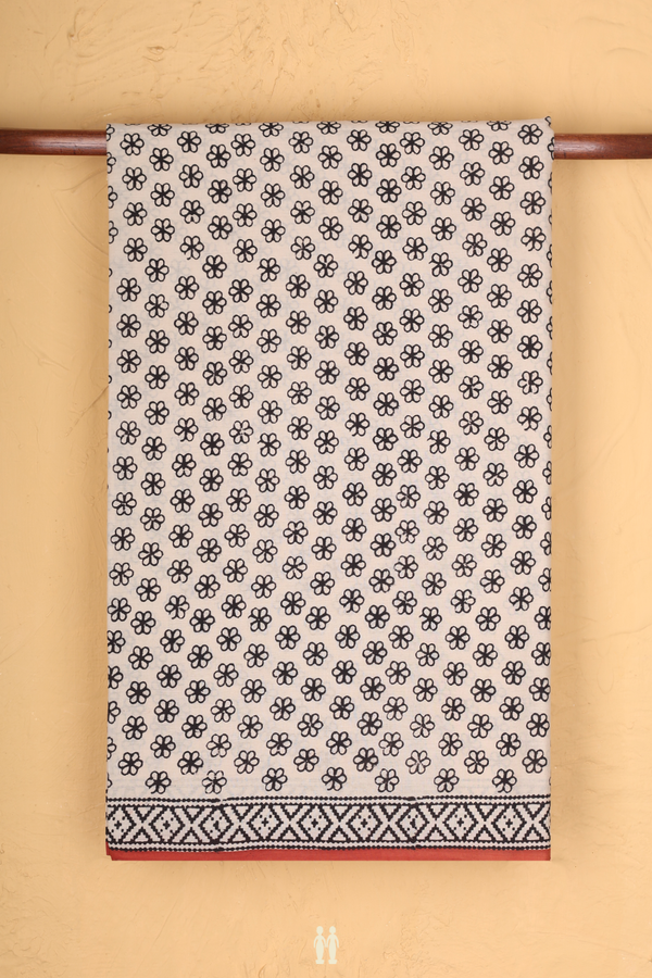 Jaipur Cotton Saree In Beige With Floral Design