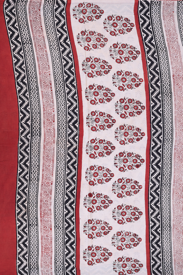 Jaipur Cotton Saree In Beige With Floral Printed Design