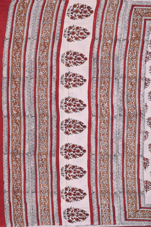 Jaipur Cotton Saree In Beige With Floral Printed Design