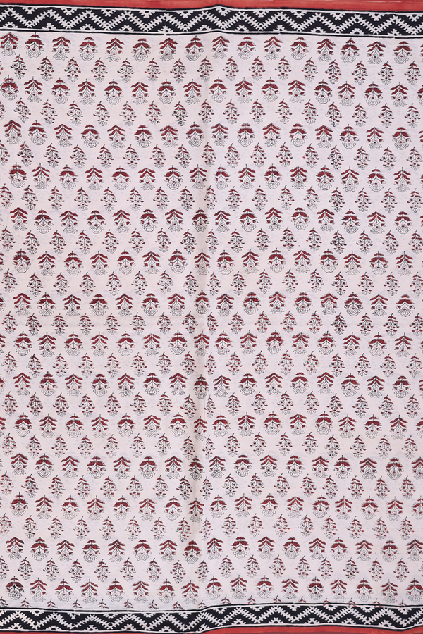 Jaipur Cotton Saree In Beige With Floral Printed Design